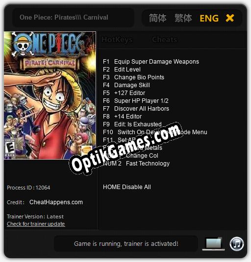 One Piece: Pirates Carnival: TRAINER AND CHEATS (V1.0.61)
