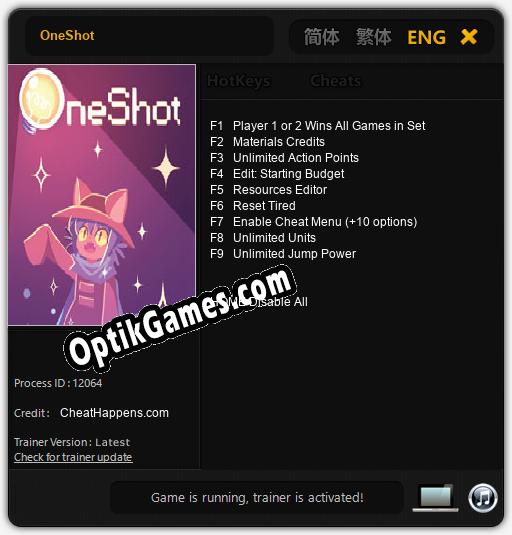 OneShot: Cheats, Trainer +9 [CheatHappens.com]