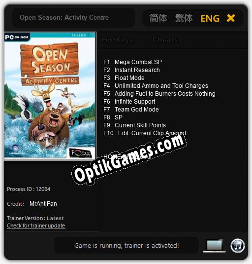 Open Season: Activity Centre: Cheats, Trainer +10 [MrAntiFan]