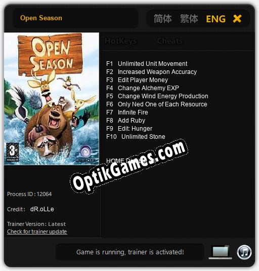 Trainer for Open Season [v1.0.5]