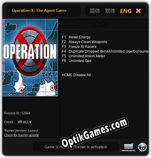 Trainer for Operation X: The Agent Game [v1.0.4]