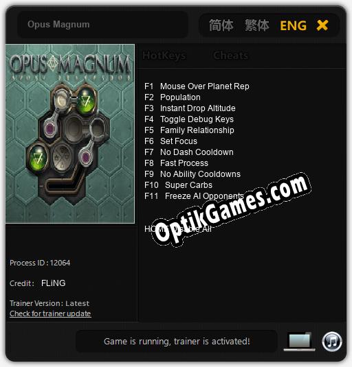 Trainer for Opus Magnum [v1.0.6]