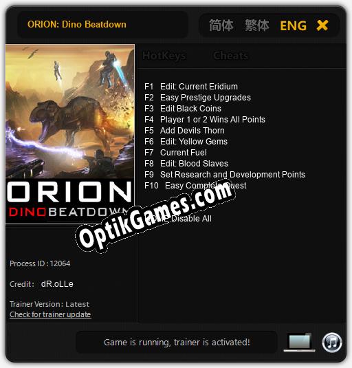 ORION: Dino Beatdown: Cheats, Trainer +10 [dR.oLLe]