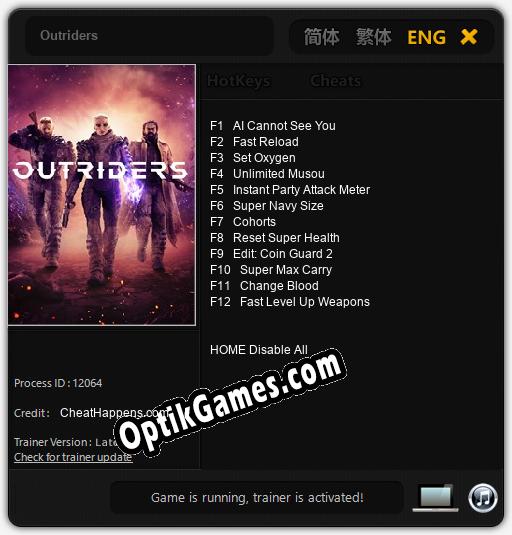 Outriders: Cheats, Trainer +12 [CheatHappens.com]