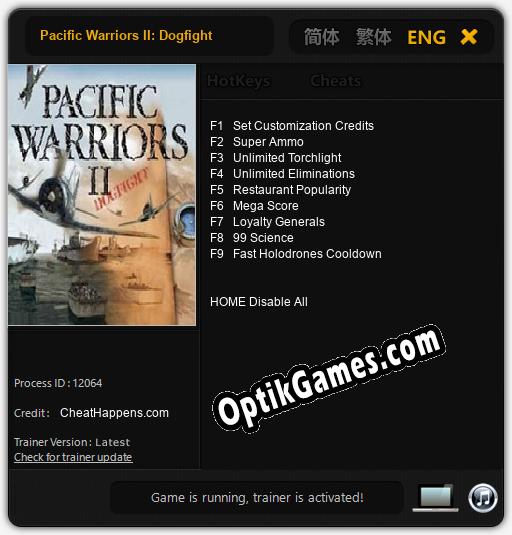 Pacific Warriors II: Dogfight: Cheats, Trainer +9 [CheatHappens.com]