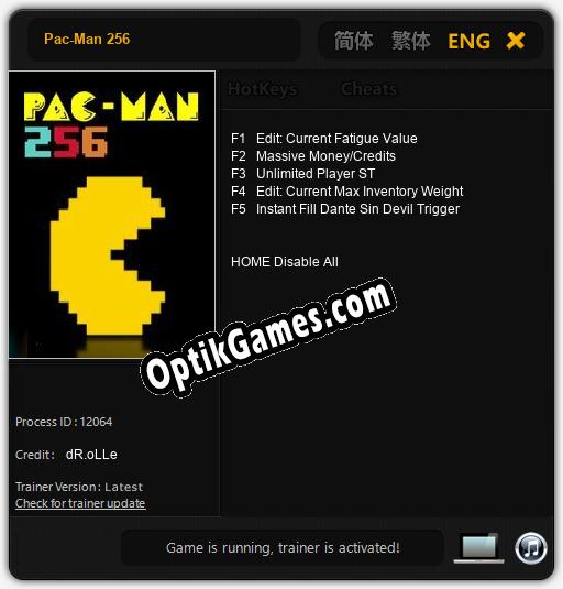 Trainer for Pac-Man 256 [v1.0.4]