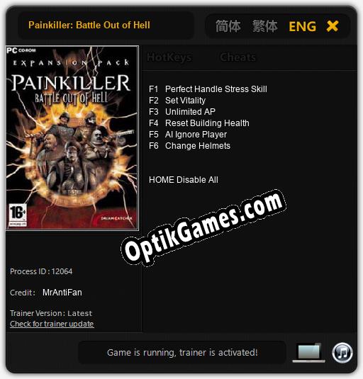 Painkiller: Battle Out of Hell: TRAINER AND CHEATS (V1.0.58)