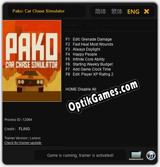 Pako: Car Chase Simulator: Trainer +8 [v1.8]