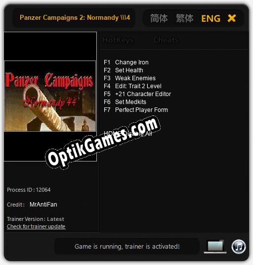 Trainer for Panzer Campaigns 2: Normandy 44 [v1.0.7]