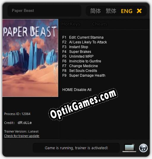 Paper Beast: TRAINER AND CHEATS (V1.0.44)