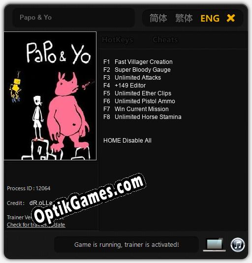 Papo & Yo: Cheats, Trainer +8 [dR.oLLe]