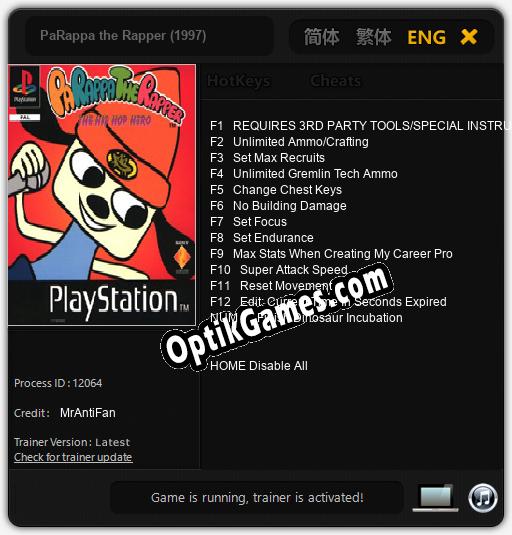 Trainer for PaRappa the Rapper (1997) [v1.0.4]