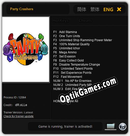 Party Crashers: Trainer +15 [v1.9]