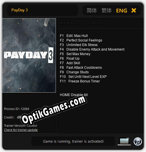 PayDay 3: Trainer +11 [v1.5]