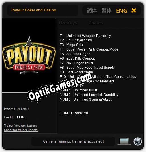Payout Poker and Casino: Trainer +15 [v1.8]