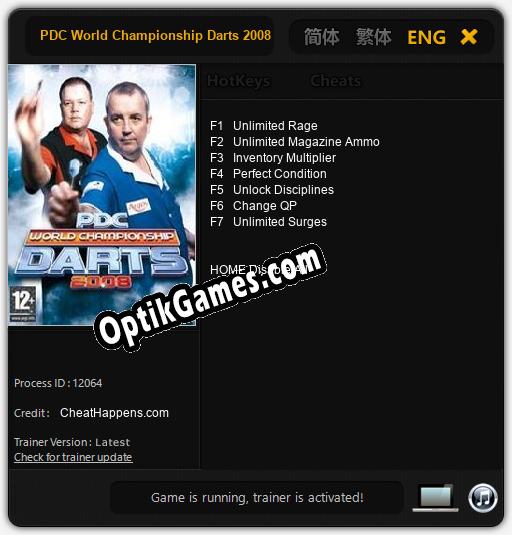 PDC World Championship Darts 2008: Trainer +7 [v1.5]