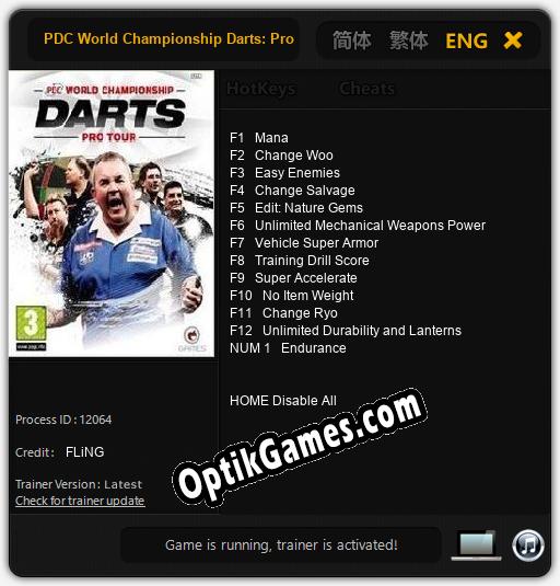 Trainer for PDC World Championship Darts: Pro Tour [v1.0.3]