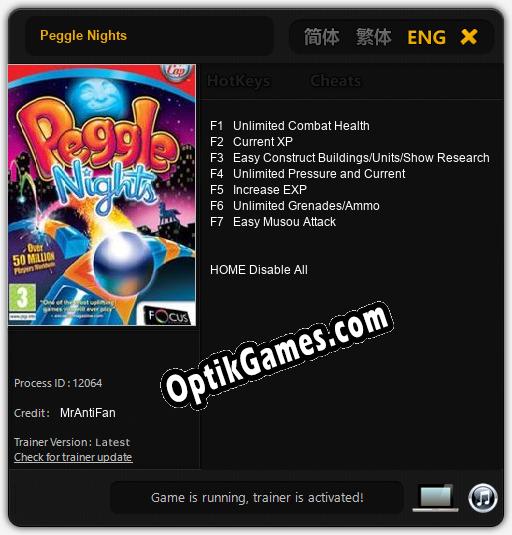 Peggle Nights: TRAINER AND CHEATS (V1.0.95)