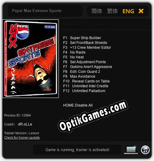 Pepsi Max Extreme Sports: Cheats, Trainer +12 [dR.oLLe]