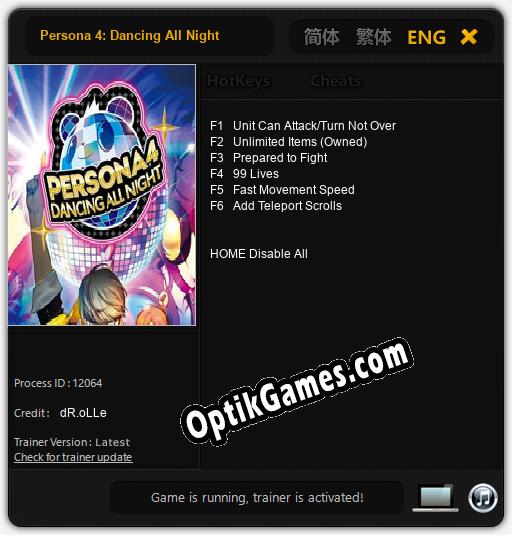 Persona 4: Dancing All Night: TRAINER AND CHEATS (V1.0.26)