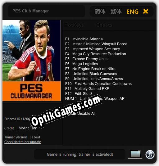 PES Club Manager: Cheats, Trainer +13 [MrAntiFan]
