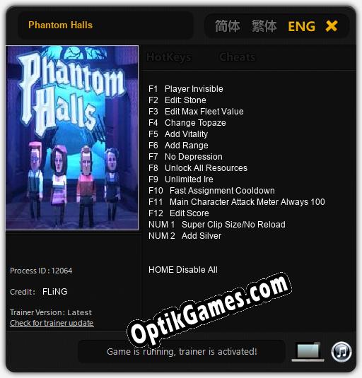 Phantom Halls: TRAINER AND CHEATS (V1.0.99)