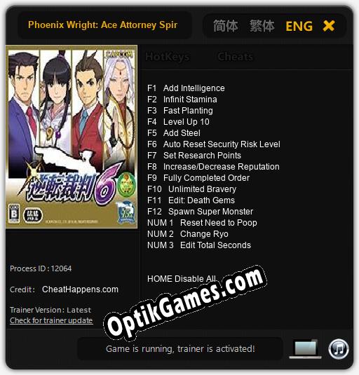 Phoenix Wright: Ace Attorney Spirit of Justice: TRAINER AND CHEATS (V1.0.90)