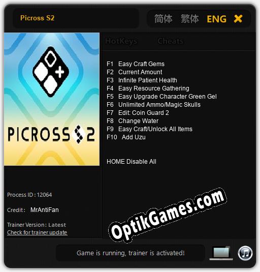 Picross S2: Trainer +10 [v1.2]