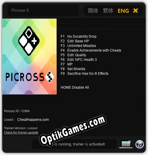 Picross S: TRAINER AND CHEATS (V1.0.18)