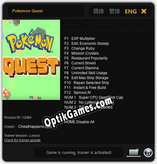 Pokemon Quest: Cheats, Trainer +15 [CheatHappens.com]