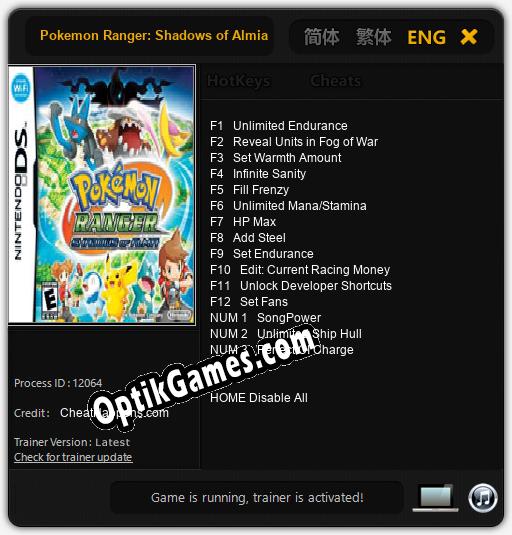 Trainer for Pokemon Ranger: Shadows of Almia [v1.0.6]