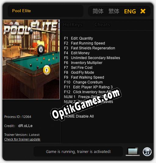Pool Elite: TRAINER AND CHEATS (V1.0.82)