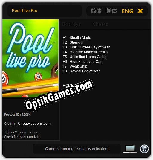 Pool Live Pro: Trainer +8 [v1.8]