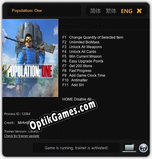 Population: One: Cheats, Trainer +11 [MrAntiFan]