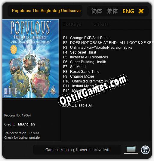 Populous: The Beginning Undiscovered Worlds: Trainer +12 [v1.8]