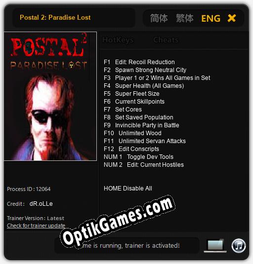 Postal 2: Paradise Lost: Trainer +14 [v1.6]