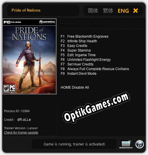 Pride of Nations: TRAINER AND CHEATS (V1.0.71)