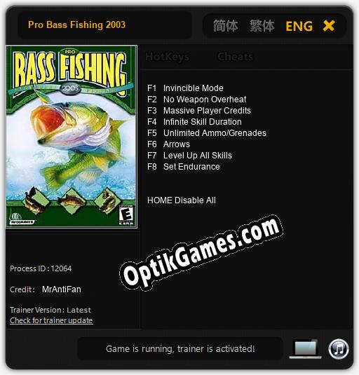 Pro Bass Fishing 2003: TRAINER AND CHEATS (V1.0.96)