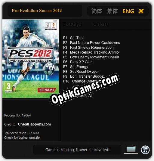 Pro Evolution Soccer 2012: TRAINER AND CHEATS (V1.0.10)