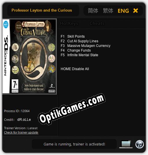 Professor Layton and the Curious Village: TRAINER AND CHEATS (V1.0.43)