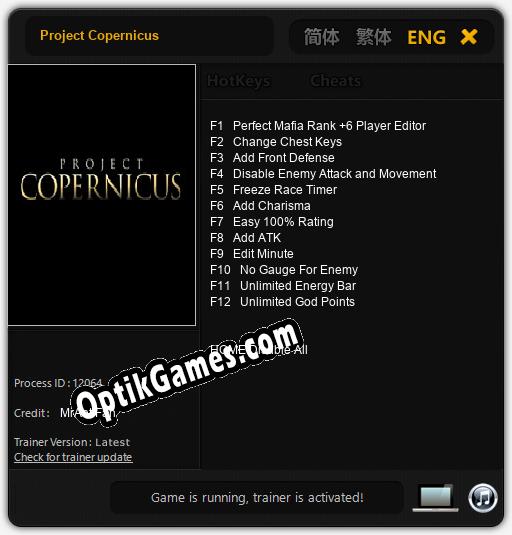Project Copernicus: Cheats, Trainer +12 [MrAntiFan]