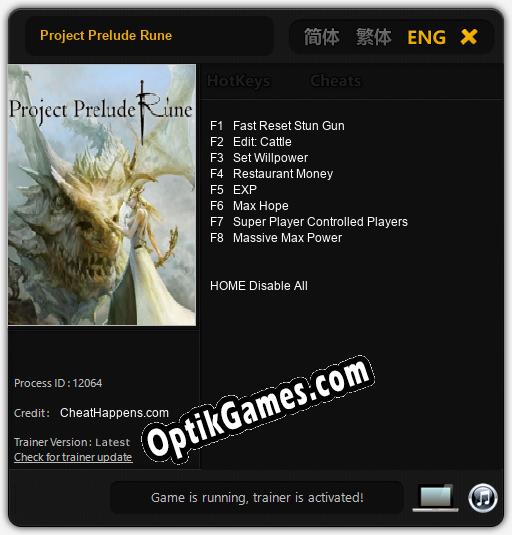 Project Prelude Rune: Trainer +8 [v1.7]