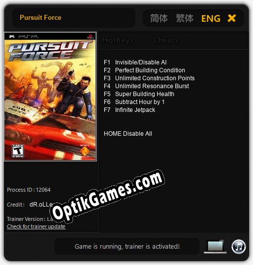 Pursuit Force: Cheats, Trainer +7 [dR.oLLe]