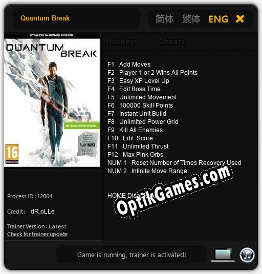 Quantum Break: Cheats, Trainer +14 [dR.oLLe]