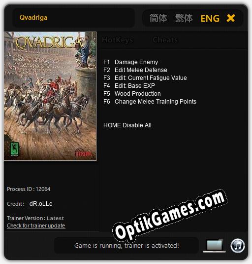 Qvadriga: TRAINER AND CHEATS (V1.0.20)