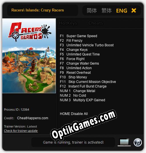Racers Islands: Crazy Racers: TRAINER AND CHEATS (V1.0.3)