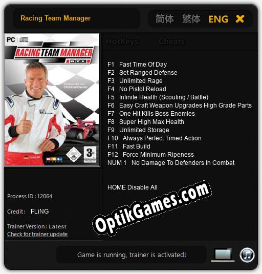 Racing Team Manager: Trainer +13 [v1.3]