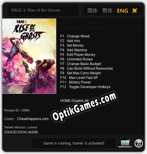 RAGE 2: Rise of the Ghosts: Cheats, Trainer +12 [CheatHappens.com]