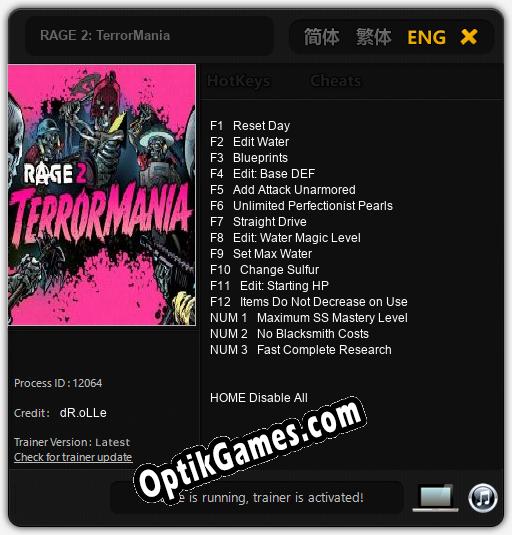 RAGE 2: TerrorMania: Cheats, Trainer +15 [dR.oLLe]