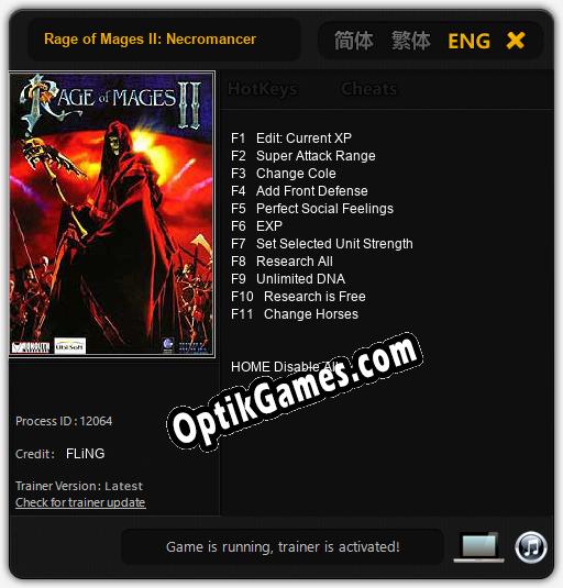 Trainer for Rage of Mages II: Necromancer [v1.0.3]